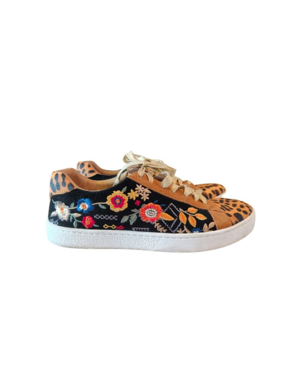Johnny Was Olivia Leopard Suede & Genuine Calf Hair Sneakers, women's size 8. - Picture 5 of 16